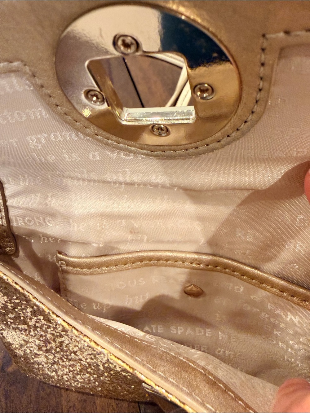 Kate Spade small crossbody gold glitter sparkle purse - Picture 8 of 11